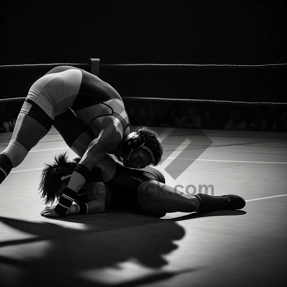 Picture of Sleek and Fit Female Dancing on Wrestling Mat