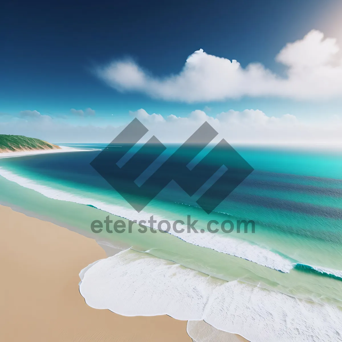 Picture of Sunny Tropical Beach with Clear Turquoise Waters