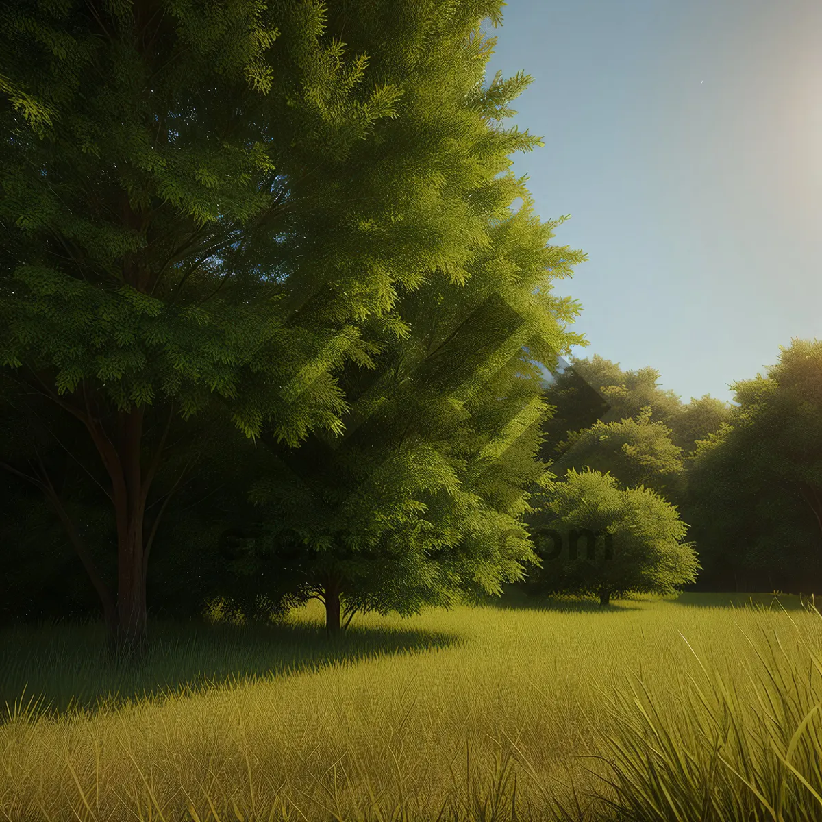 Picture of Autumn Forest Skyline in a Rural Meadow