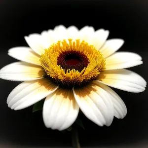 Closeup of bright yellow daisies in garden