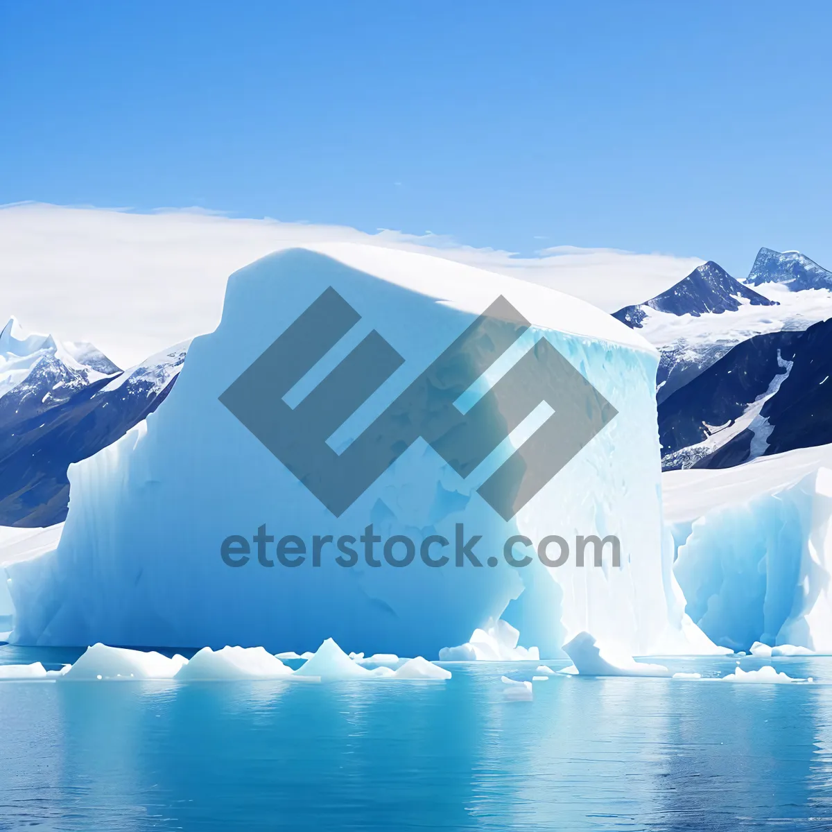 Picture of Majestic Arctic Landscape: Iceberg Amongst Frozen Mountains