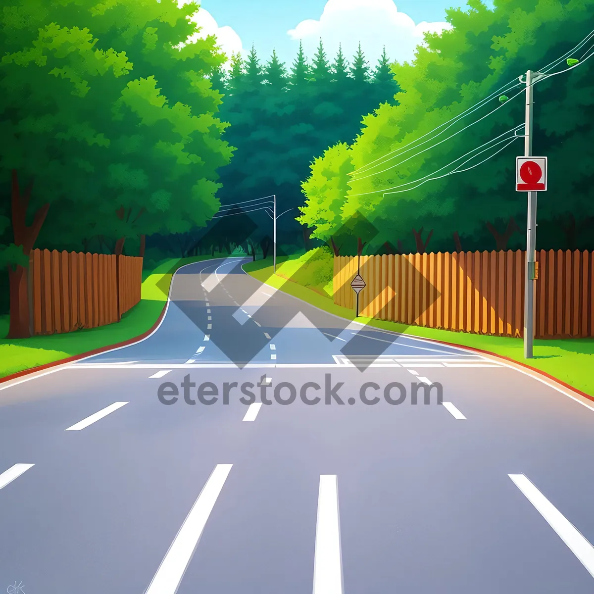 Picture of Serene Countryside Road Through Cloud-Filled Sky