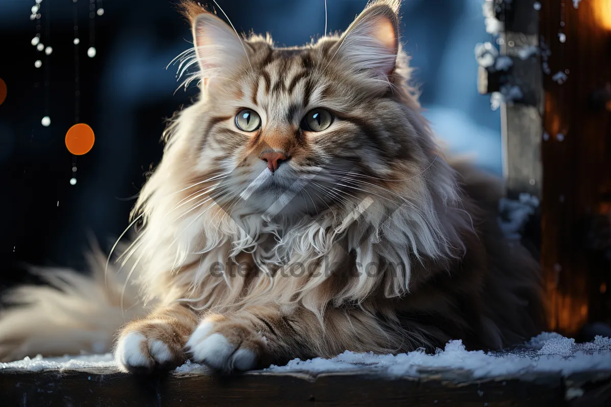 Picture of Fluffy Tabby Kitty with Big Green Eyes