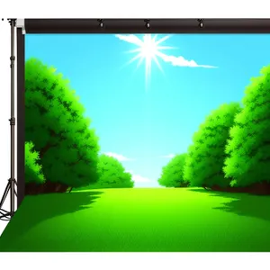Vibrant Summer Landscape with Glowing Sun