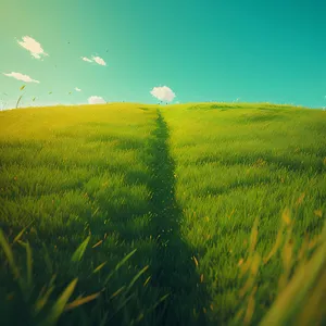 Golden Harvest: Rural Wheat Field Under Clear Skies