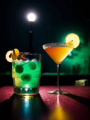 Chilled Celebration: Stylish Martini Glasses with Refreshing Beverages