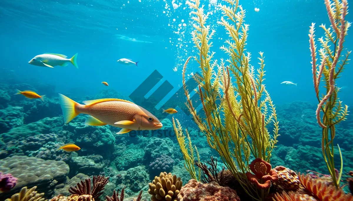 Picture of Colorful Tropical Reef Fish Diving Underwater Sunshine