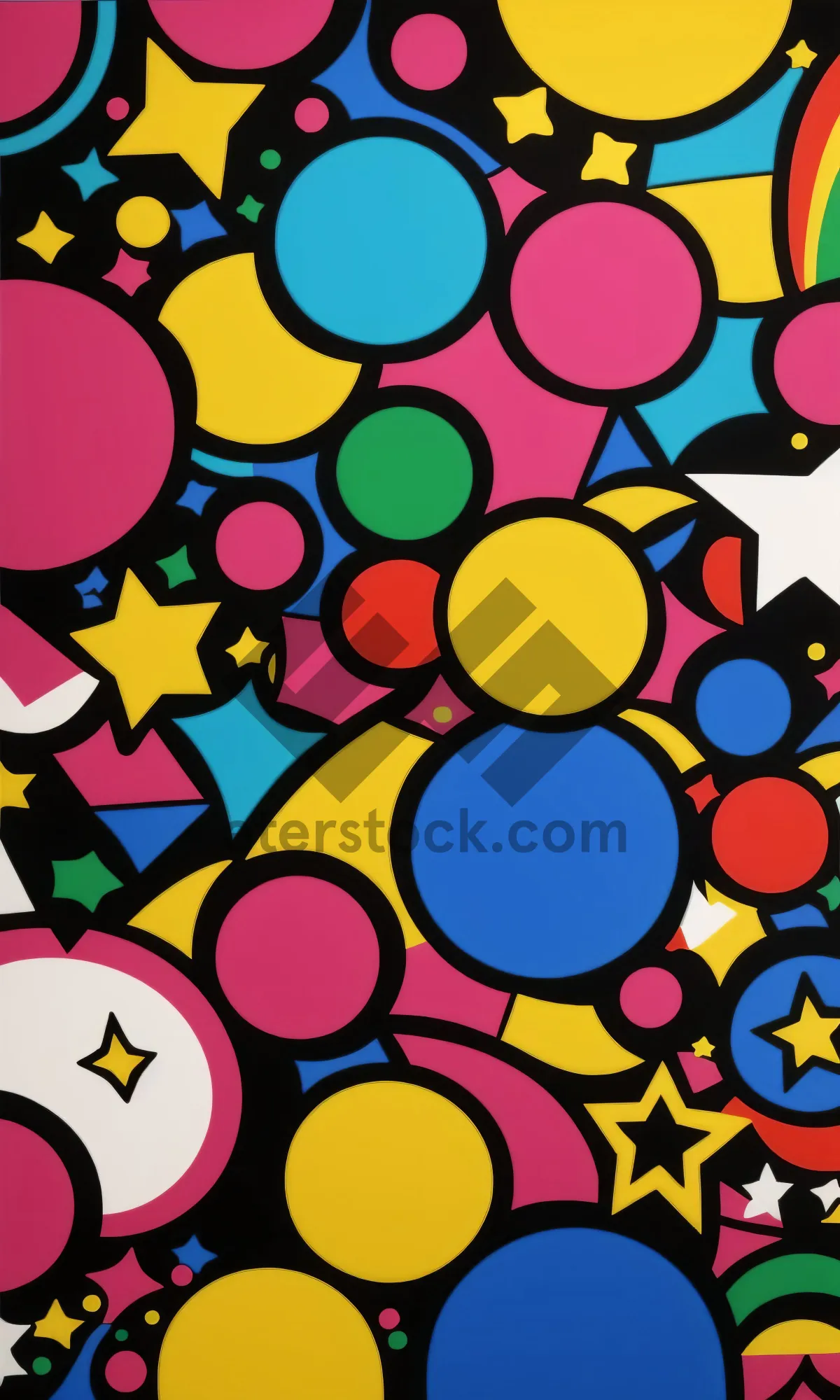 Picture of Vibrant Retro Pattern with Colorful Circle Design