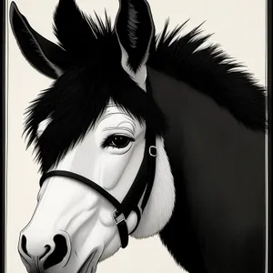 Horse with Brown Mask and Headgear Gag