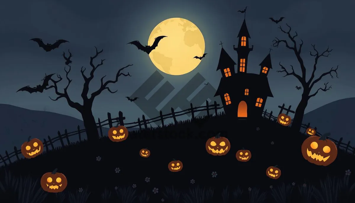 Picture of Dark Halloween Night Sky Silhouette Art