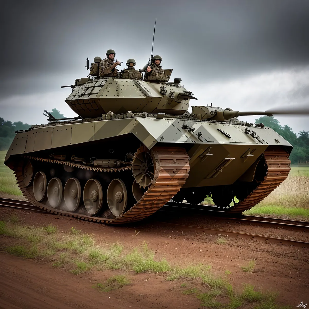 Picture of Armored War Tank: Vintage Military Power and Might