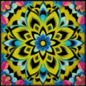 Colorful Floral Kaleidoscope Art Pattern