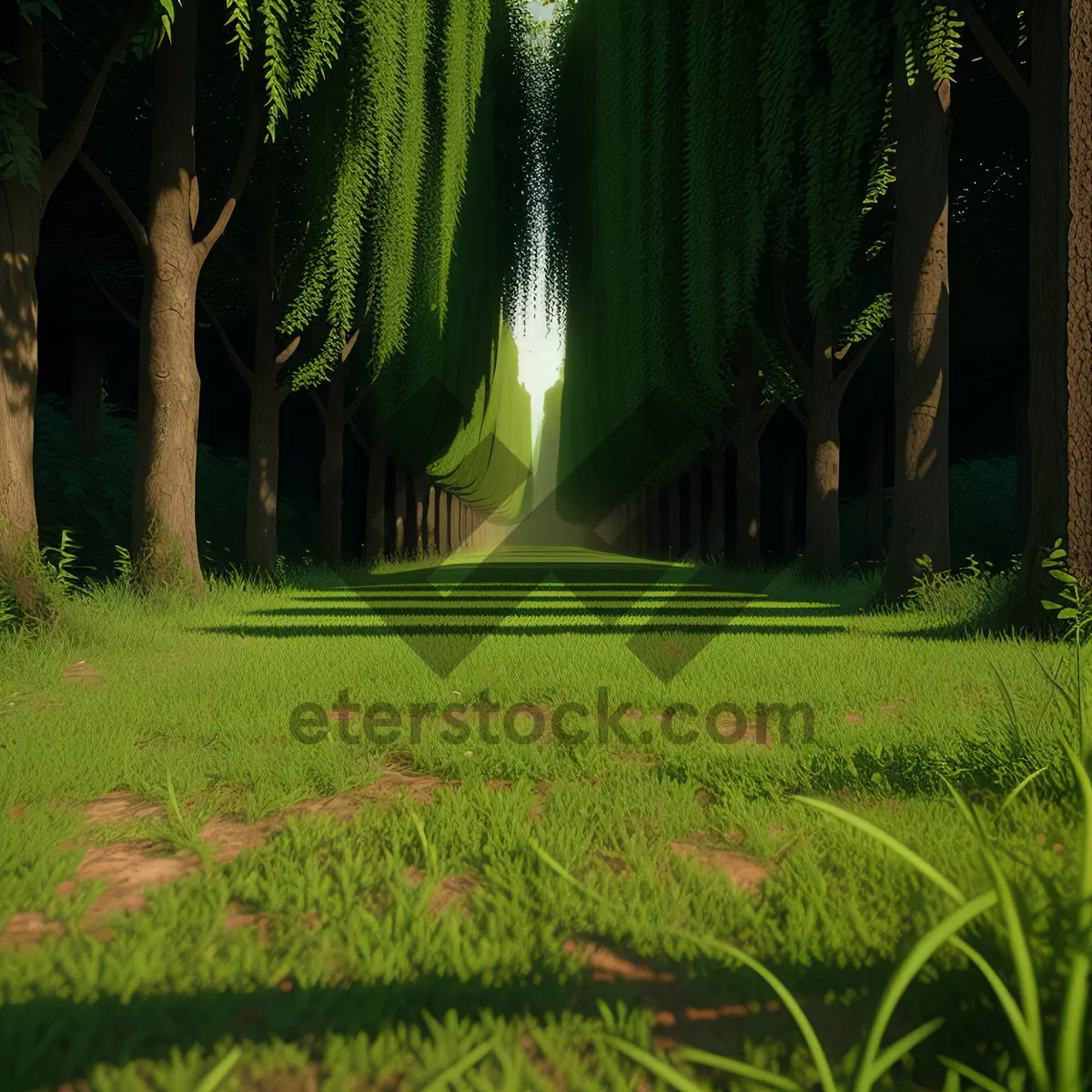 Picture of Sunlit Path through Lush Forest