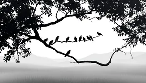 Silhouette of Oak Tree Branch Design Texture