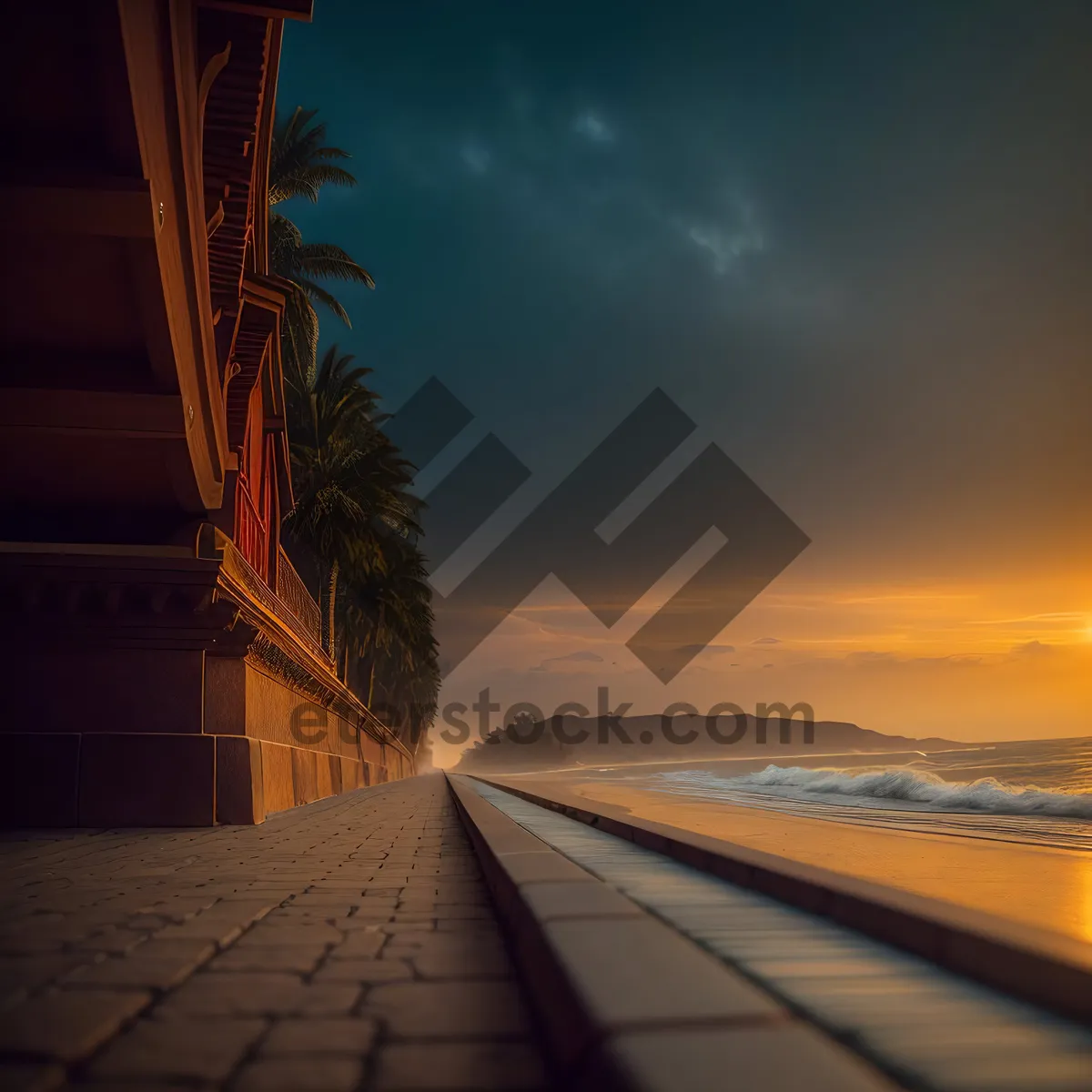 Picture of Golden Glow over Beach Horizon