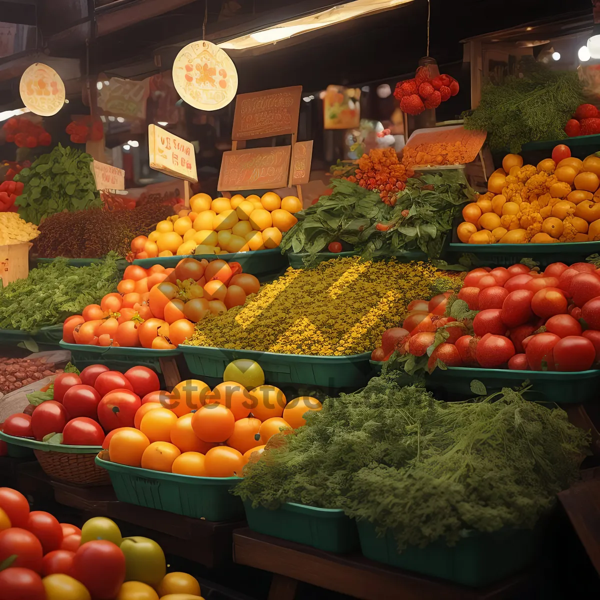 Picture of Fresh Healthy Fruits at Market Harvested Organically