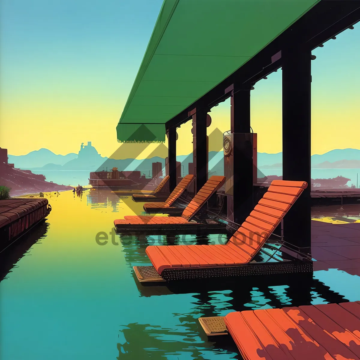 Picture of Pier Paradise: Captivating Sunset over a Tropical Beach