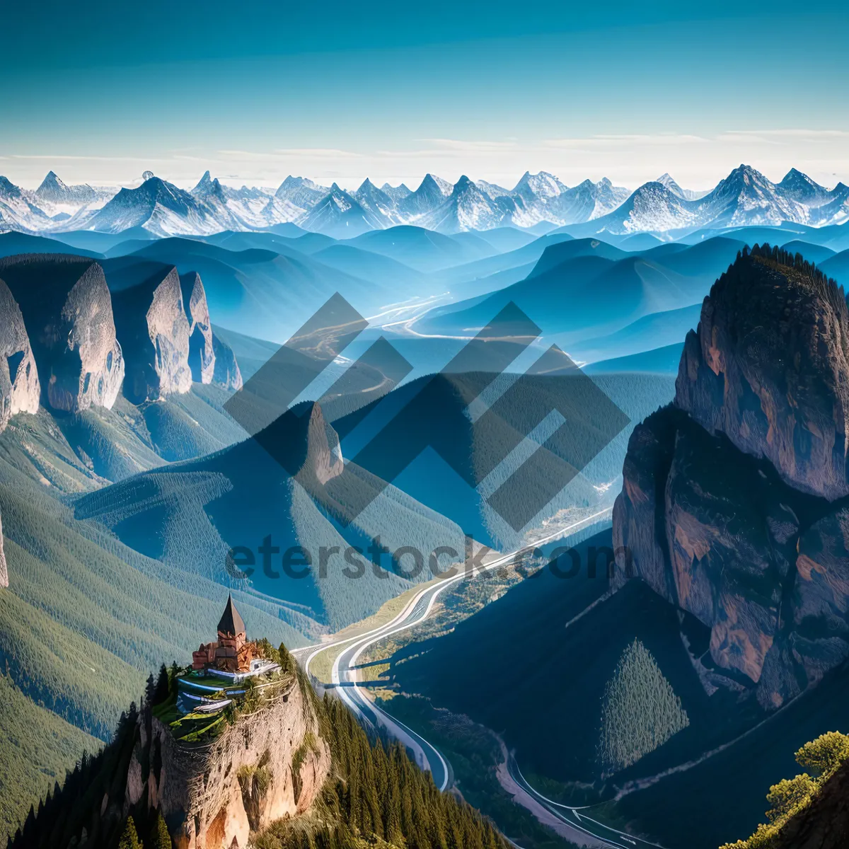 Picture of Majestic Snow-Capped Mountain Peak in Glacial Landscape