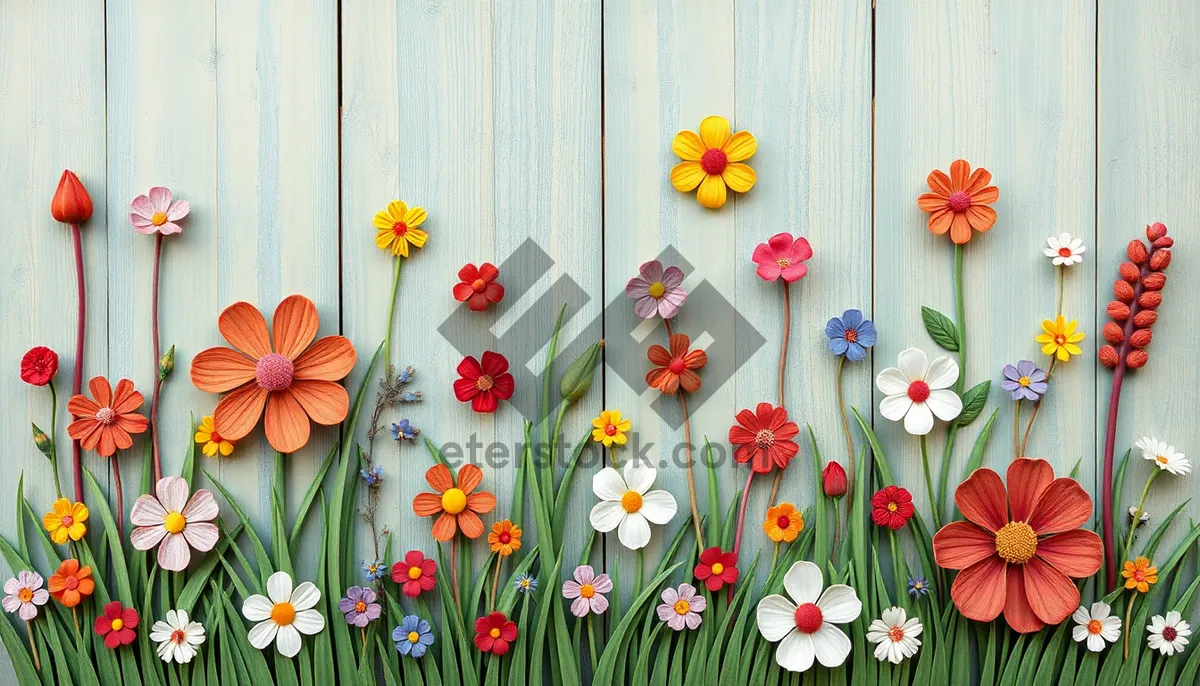 Picture of Colorful Floral Bouquet with Yellow Pink Tulips