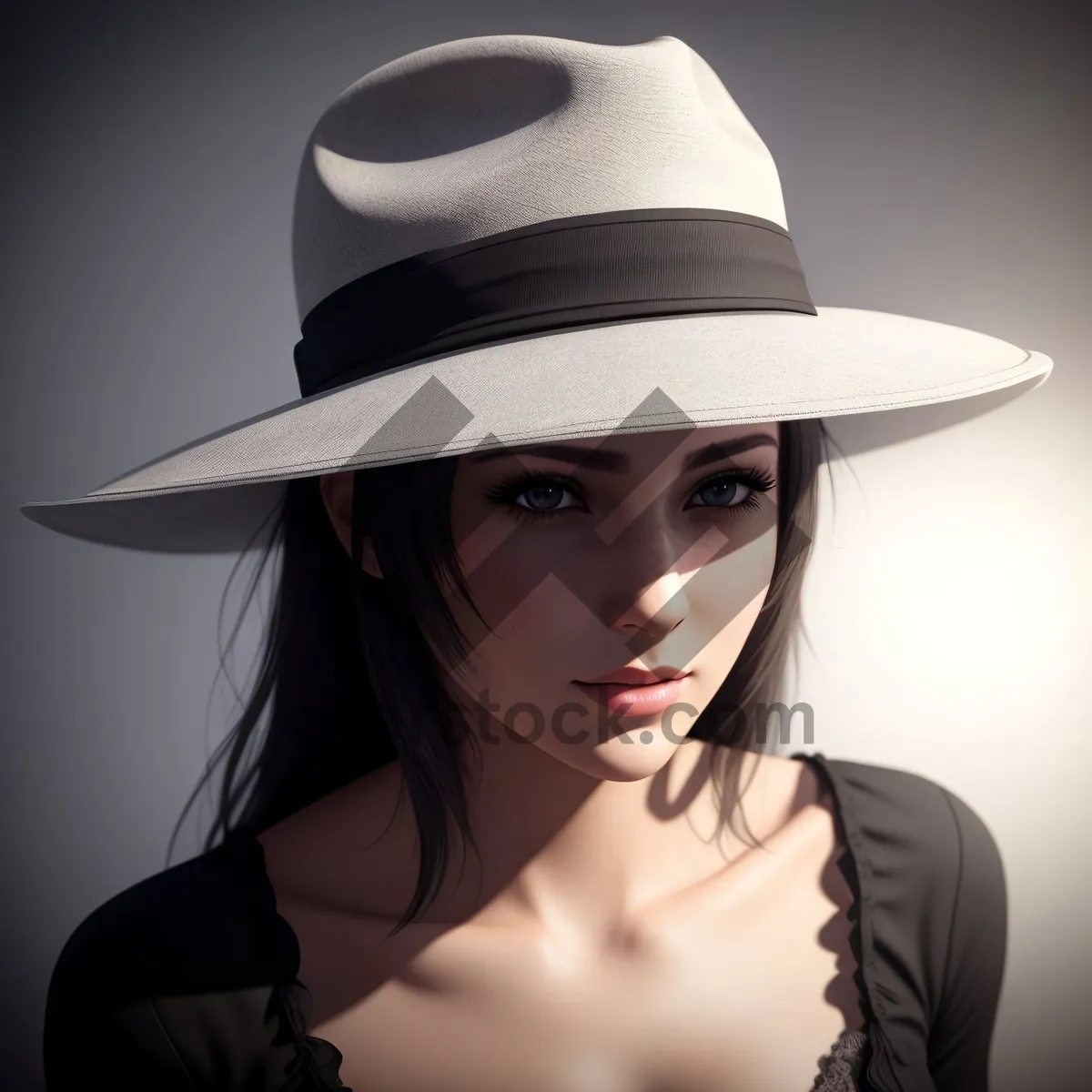 Picture of Sorcerer Beauty: Attractive Hat-wearing Lady with a Seductive Smile