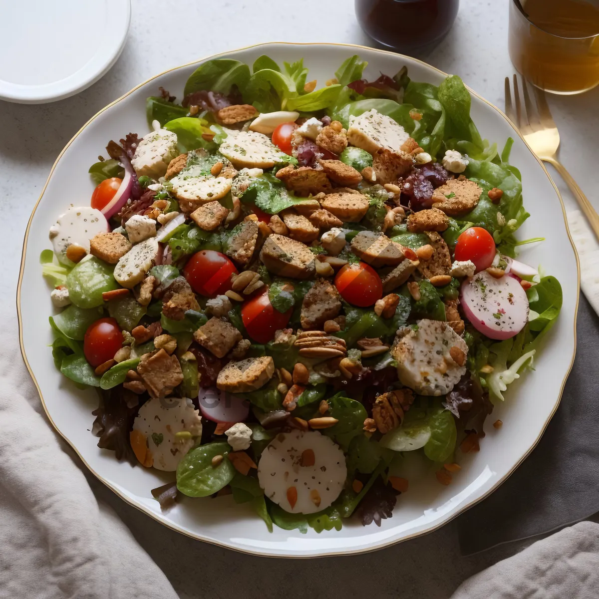 Picture of Gourmet Salad with Fresh Vegetables and Black-Eyed Peas