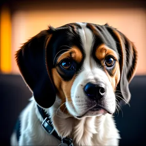 Adorable Beagle Puppy Sitting in Studio