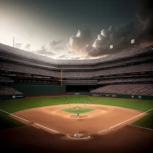 Nighttime Baseball Field Under Starry Sky