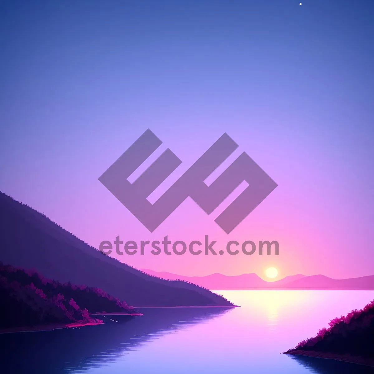 Picture of Vibrant Sunset Over Serene Island Landscape