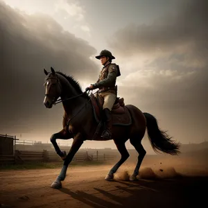 Rider on Horseback in Equestrian Competition