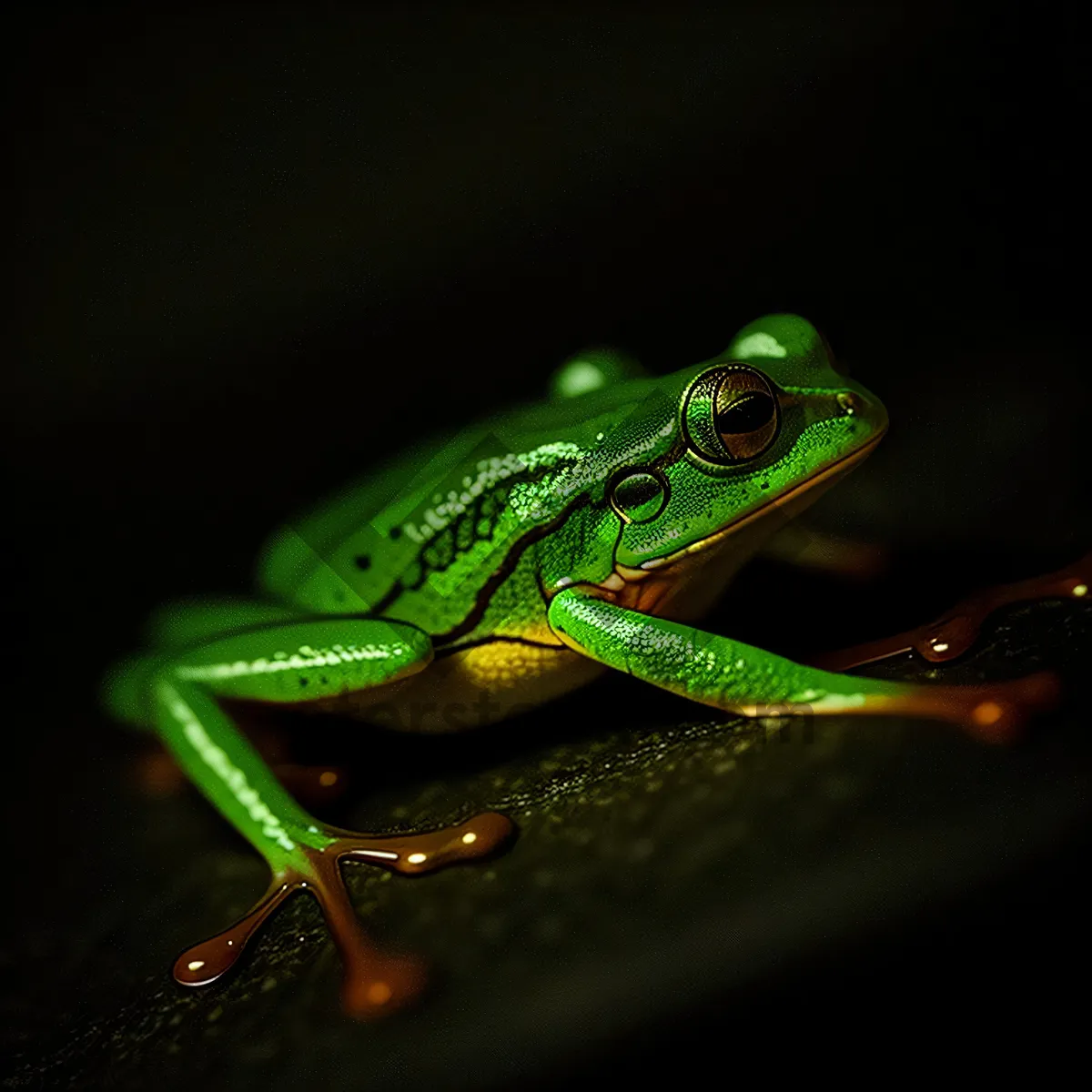 Picture of Bulging-eyed Wildlife Frog Peeking from Leaf