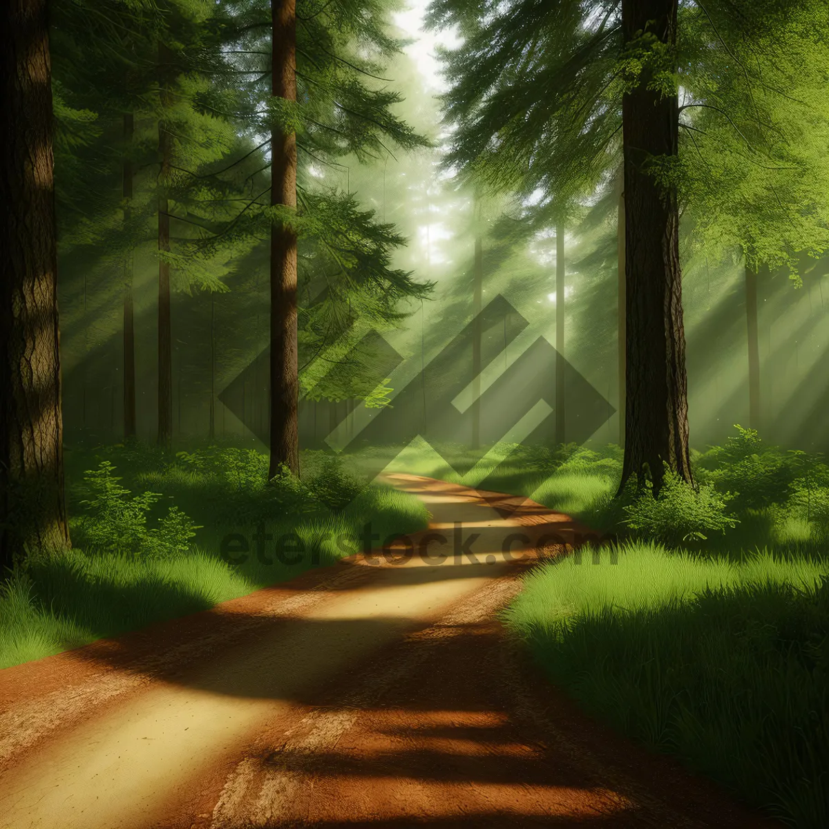 Picture of Serene Summer Forest Bathed in Sunlight