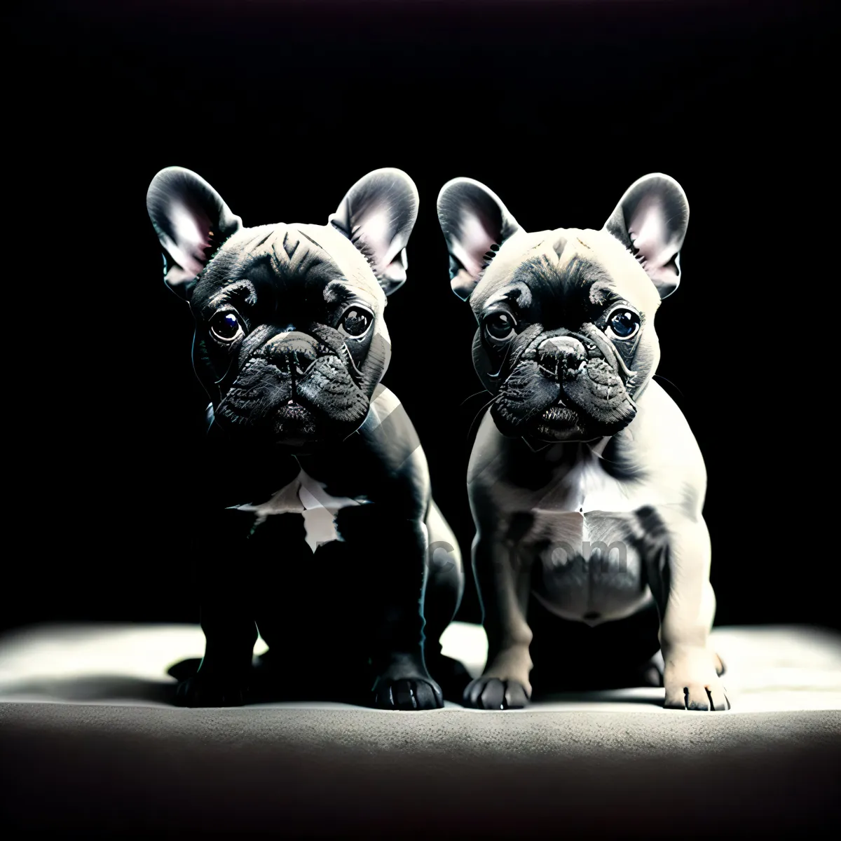 Picture of Studio portrait capturing the cuteness of a black Bulldog with undeniable charm