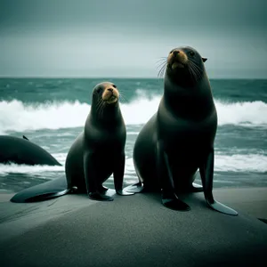 Marine Wildlife: Playful Seal and Majestic Penguin