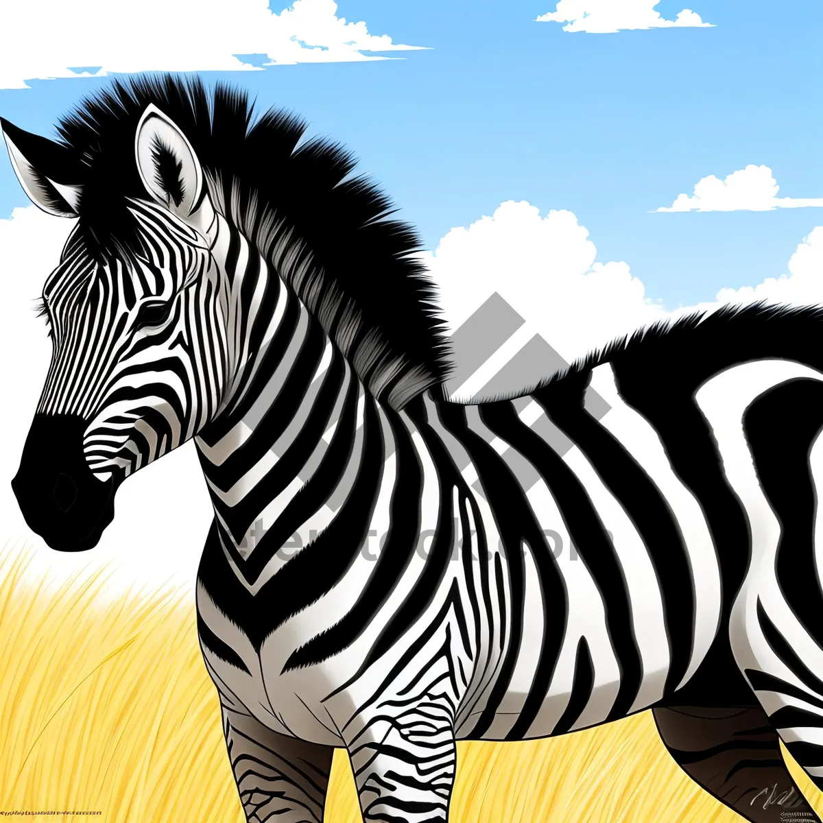 Picture of Striped Equine Grazing in Wildlife Reserve