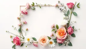 Floral Ornate Grunge Frame with Summer Foliage