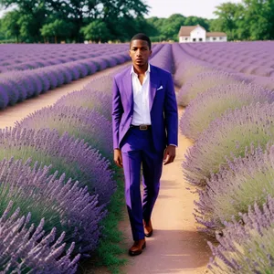 Lavender Field in Serene Countryside Landscape