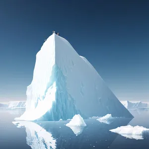 Winter Wonderland: Majestic glacier amidst snowy mountains and clear skies