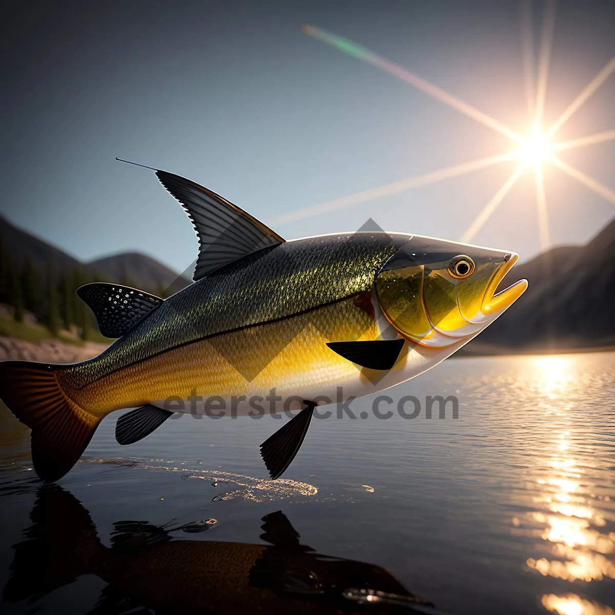 Picture of Underwater Tropical Fisherman Catch in Ocean