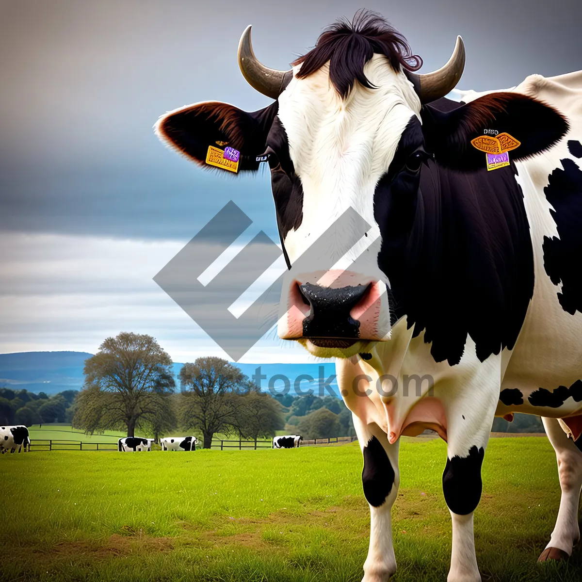 Picture of Grass-fed Cattle Grazing on Rural Ranch