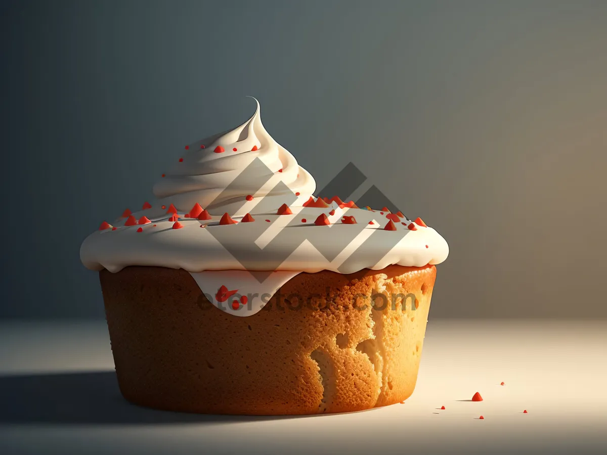 Picture of Creamy chocolate cupcake topped with frosting and sprinkles