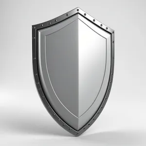 Graphic design emblem icon with shiny metal shield
