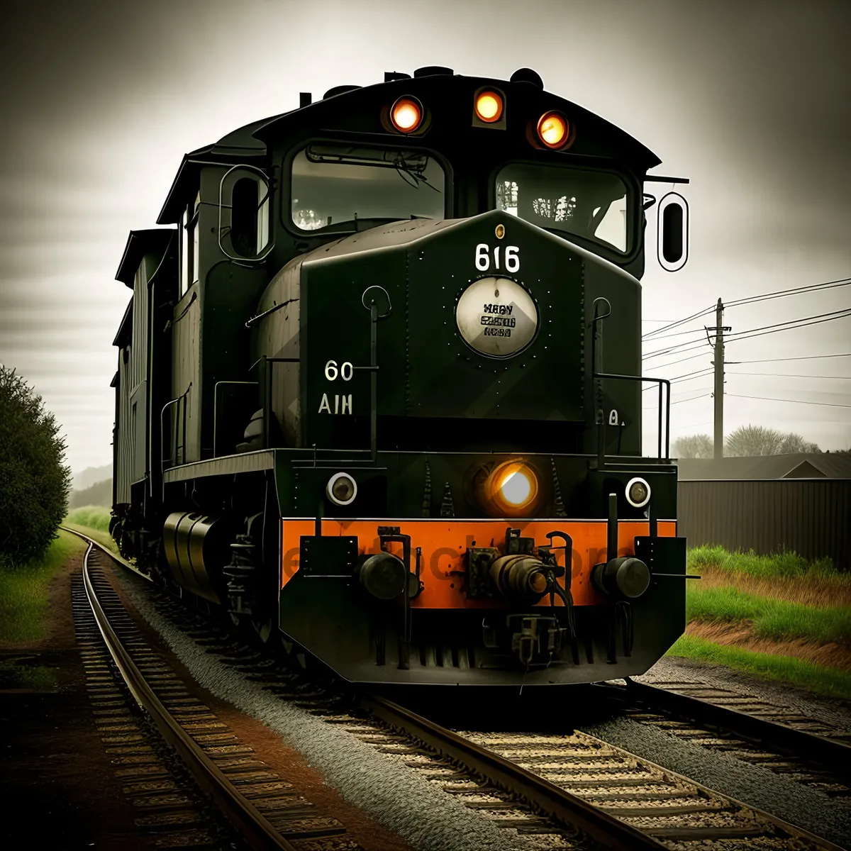 Picture of Vintage Steam Locomotive on Railroad Tracks