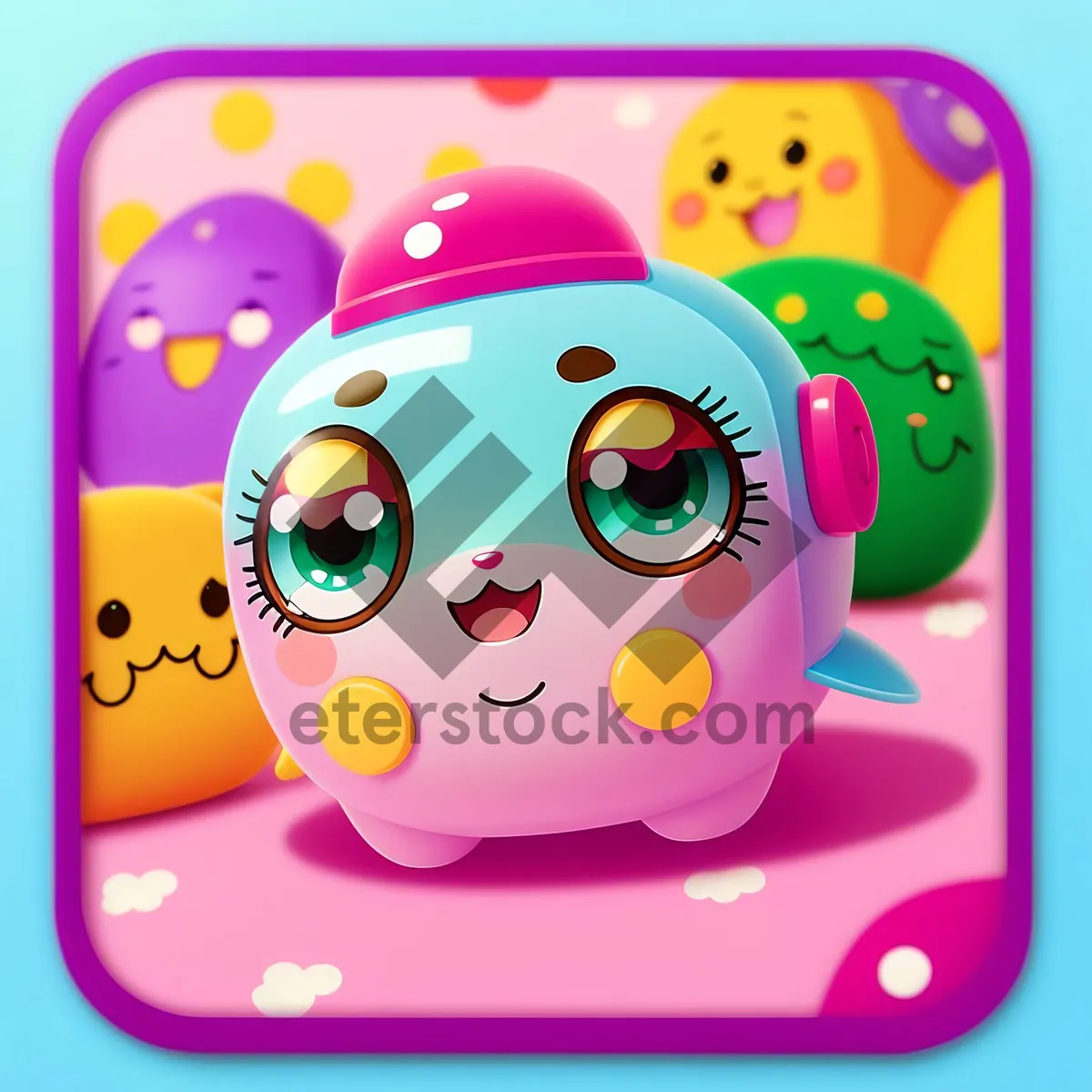 Picture of Cute Cartoon Jelly Rabbit with Polka Dot Design