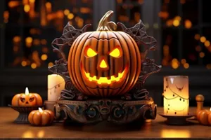 Spooky Pumpkin Lantern with Glowing Face