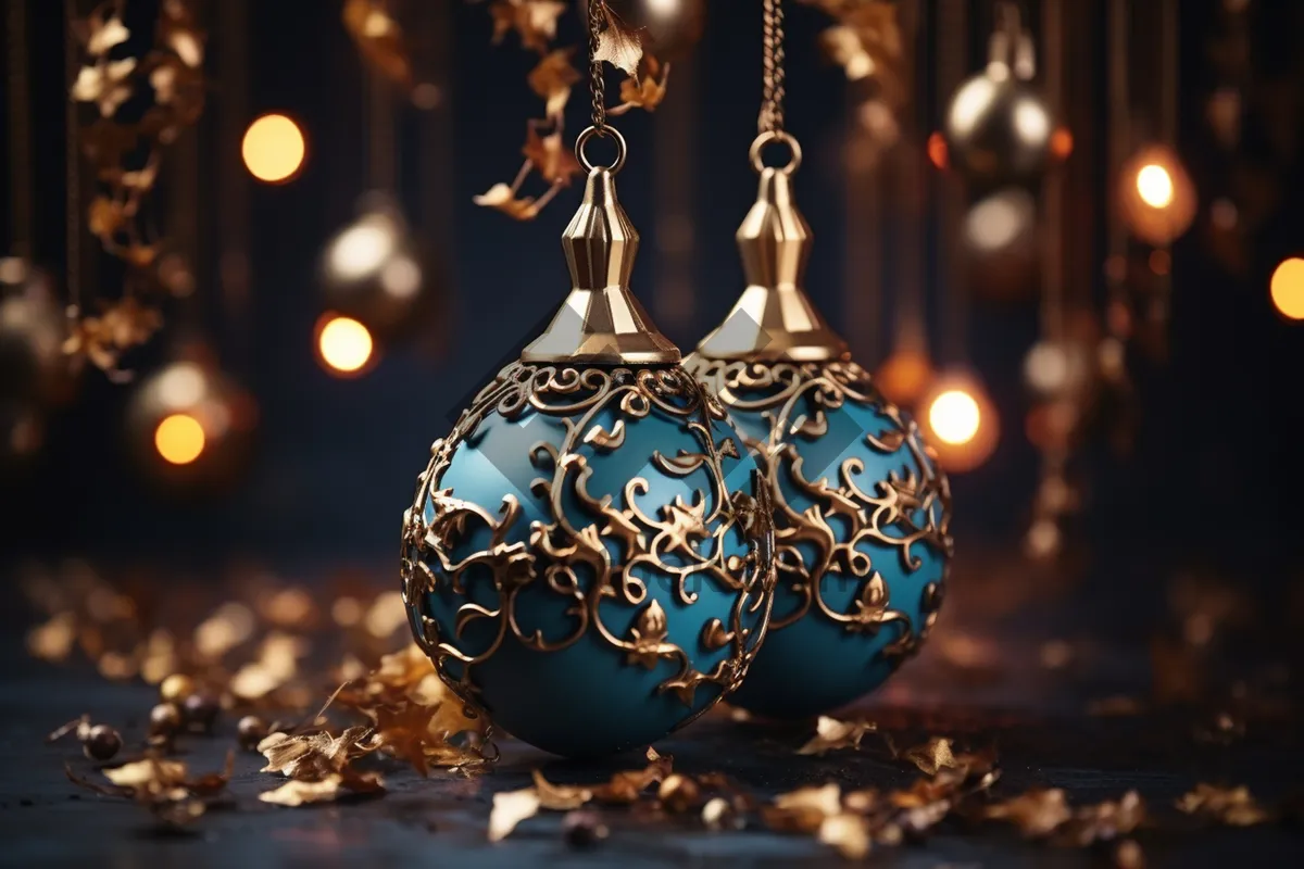 Picture of Festive Gold Teapot Decoration on Winter Tree