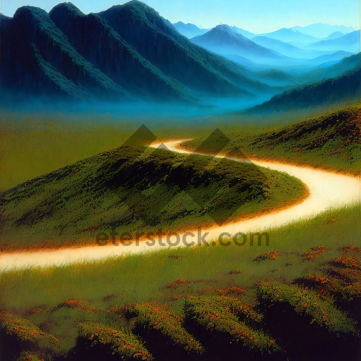 Picture of Serenity at Sunset: Majestic Mountain & Lake Landscape