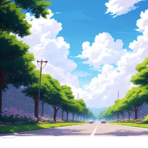 Vibrant Summer Countryside with Beautiful Sky