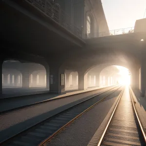 Urban Transit Hub Illuminated by Subway Train