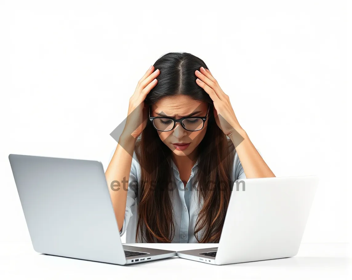 Picture of Professional Businesswoman Smiling With Laptop in Office