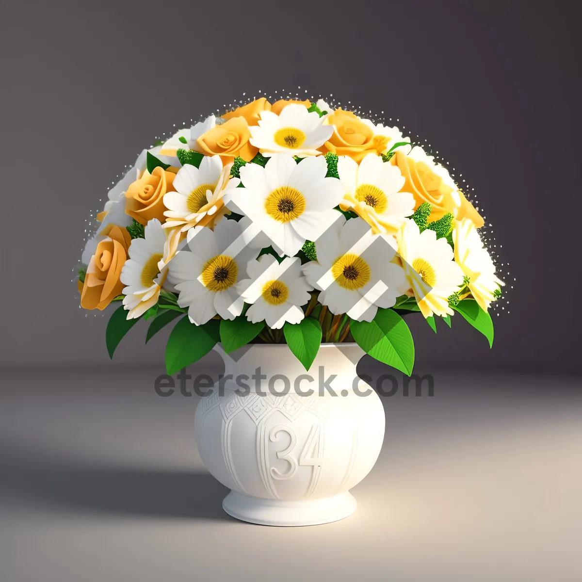 Picture of Floral Vase: Beautifully Decorated Flower Container with Lampshade